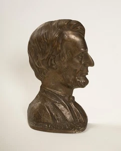 Abraham Lincoln Bronze Bookend Doorstop Profile Bust (UI1/JSF6) 7.5" 3 lbs 3 oz - Picture 1 of 6