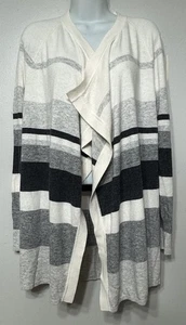 Loft Sweater Women’s Size XS Open Cardigan Draped Striped Wool Blend NEW - Picture 1 of 7