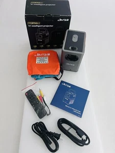 JIMTAB V1 Intelligent Projector Portable WiFi Bluetooth 4K 1080P 5G WIFI NEW - Picture 1 of 9
