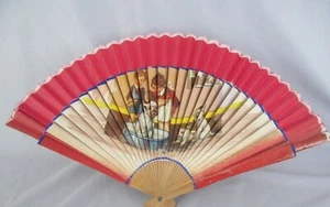 VINTAGE CHILDREN & DOGS HAND HELD FAN - Picture 1 of 3