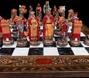 Chess Set Camelot King Arthur Chessmen Rosewood Chess Board , Christmas Gift🎁 - Picture 1 of 14