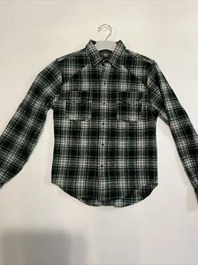 RRL women’s Wool Flannel Snap  Shirt Green Plaid Size S - Picture 1 of 7