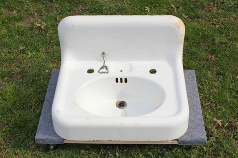 antique bathroom sink porcelain | standard victorian sink with backsplash vtg Cover