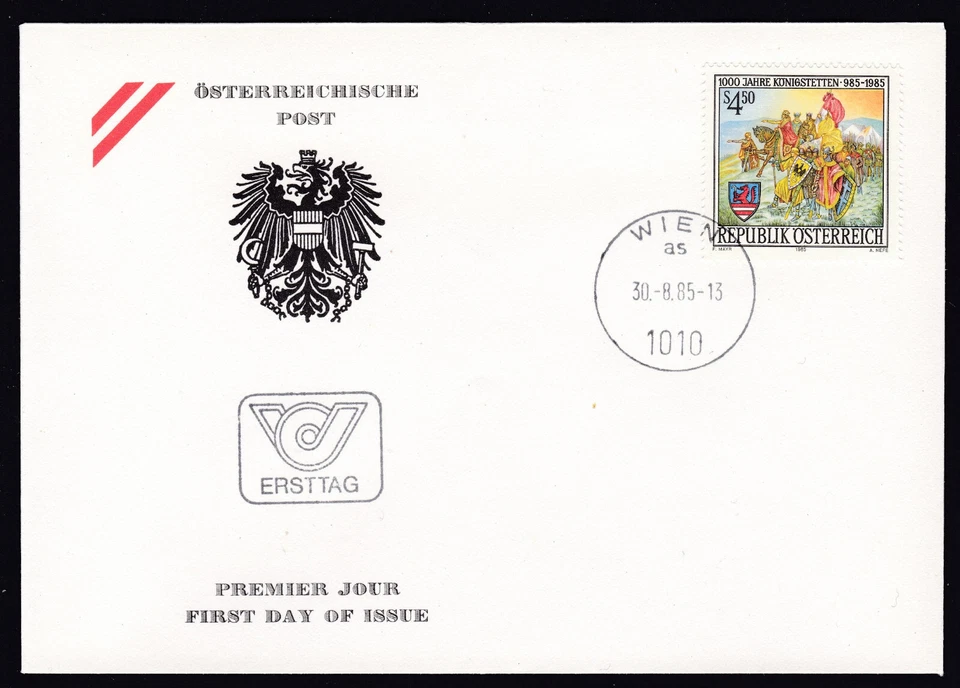 AUSTRIA 1985 FDC Scott 1324 Mi 1825 Millennium of Königstetten (Lower Austria) - Image 1 of 1