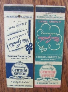 CYNTHIA DULCES CHOCOLATES CERILLAS CUBIERTAS: BOSTON, MASSACHUSETTS MATCHCOVERS D9 - Imagen 1 de 2