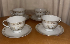 Set Of 4 Royal Doulton Mandalay TC 1079 Bone China Cups And Saucers W/Flowers