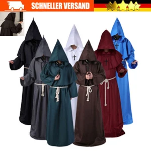 Mönch Halloween Kostüm Mönchskutte Karneval Geistlicher Priester Hoodies Umhang/ - Bild 1 von 17