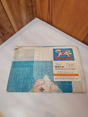 Vintage Bernat Latch Hook Rug No Frame Pattern Rocking Horse 3444 NEW RARE - Image 1 of 3