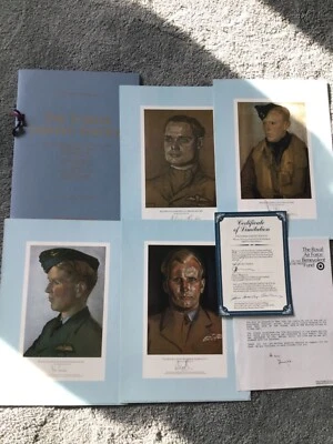 Douglas Bader RAF  Set - 4 Signed Prints-Bader-Cunningham-Lacey-Learoyd- - Image 1 of 4