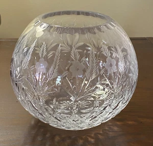 Crystal Clear CELINE 6 1/2" Rose Bowl ~ 24% Lead Crystal Handcut & Mouth Blown - Picture 1 of 14