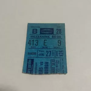Rangers Vs Pittsburgh Penguins MSG Ticket Stub 1/27/77 1977 DUNC WILSON SHUTOUT - Picture 1 of 6
