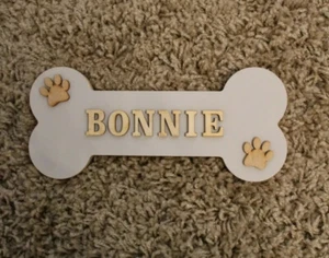 Personalised dog bone sign with natural letters - 20cm pet/dog name sign - Picture 1 of 10