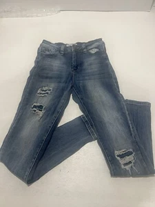YMI jeans womens size 5/27 curvy fit skinny distressed stretch mid rise blue - Picture 1 of 5