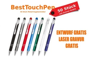 50 STÜCK METALL Best TOUCH PEN KUGELSCHREIBER mit Gravur. Stylos mit Gravur - Bild 1 von 6