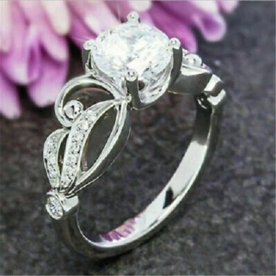 Engagement & Wedding Ring 2.32 Ct Round Moissanite 14K White Gold Plated - Image 1 of 4