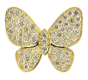 1.14ct Natural Round Diamond 14k BIS Hallmarked Yellow Gold Butterfly Ring - Picture 1 of 4