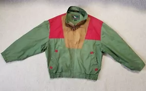 Vintage Field & Stream Green/Brown/Red Zip Nylon Windbreaker Jacket Size Large - Picture 1 of 9