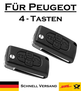 2x Klappschlüssel Gehäuse für Peugeot - Ersatz 4 Tasten PKW Fernbedienung KS29A - Picture 1 of 6