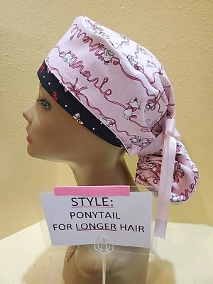 Marie Aristocats Women's Ponytail Surgical Scrub Hat/Cap Handmade - Image 1 of 4