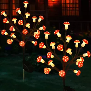 Solar Mushroom Lights Outdoor Garden Decor 2 Pack 40LED Solar Lights for Outs... - Picture 1 of 6