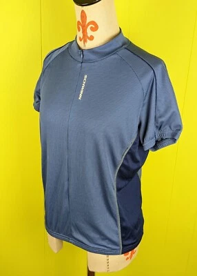 Schwinn Women’s L CYCLING JERSEY Back Pockets 1/2 Zip Stretch Short Sleeve Blue - Image 1 of 4