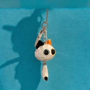 Cat Keychain Wooden Orange Kitty Keyring Cat Round Cute Charm Dangle Key Fob New - Picture 1 of 8