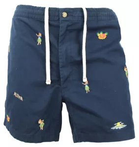 NEU POLO RALPH LAUREN KLASSISCHE PASSFORM 6" HAWAII MÄDCHEN STICKEREI BLAUE SHORTS 2XL - Bild 1 von 3