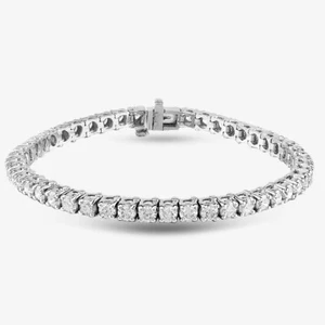 Brazalete de tenis de segunda mano de oro blanco de 14 quilates de 7,47 quilates con diamantes de corte brillante de 7 pulgadas... - Imagen 1 de 1