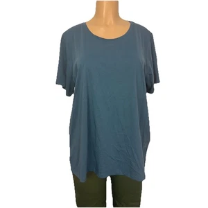 Eileen Fisher türkisblau ausgezeichnetes Shirt aus Bio-Baumwolle Übergröße 1X Top - Bild 1 von 12