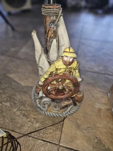 Apsit Bros of Calif table lamp 1987 Captain Sailor Wheel Nautical handpainted - Picture 1 of 6