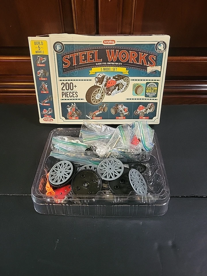 Schylling Classic Steel Works Construction Set, 5 Model Set, 200+ Pieces - Image 1 of 1