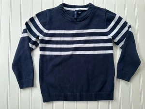Janie and Jack Navy Crewneck White Stripes Sweater 100% Cotton Size 6 - Picture 1 of 3