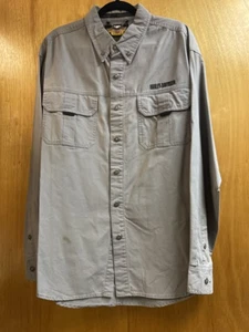 Harley-Davidson Camicia Uomo XL Grigio Bottoni Teschio Ricamato Motociclista - Foto 1 di 10