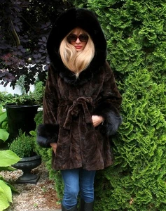 Abrigo de piel de visón esquilado rancho 100 % real capucha ropa exterior trinchera swinger 2XL/3XL - Imagen 1 de 16