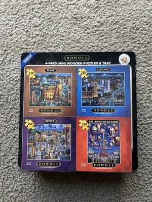 Dowdle Mini Wooden Puzzles 4-Pack European Cities 250 Piece Set with Birch Tray - Image 1 of 2