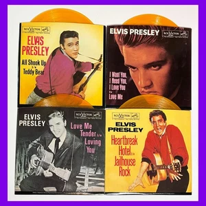 ELVIS PRESLEY 50th Anniversary GOLD VINYL 7" 45 Picture Sleeve Records Lot 3of3 - Foto 1 di 4
