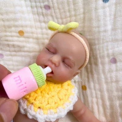 Mini 6 Inch 15CM Silicone Reborn Baby Doll LouLou Girl Full Solid Silicone - Image 1 of 4