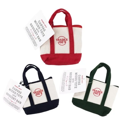 Trader Joe's Canvas Micro Tote With Grocery Bag 2025 CHRISTMAS LIMITED