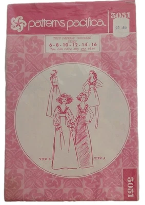 VINTAGE PATTERNS PACIFICA 3051  MISSES EVENING DRESS  SIZE 6-16 *UNCUT - Image 1 of 2