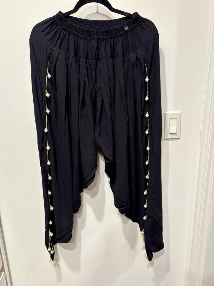 Brand New Pakistani Indian Black Pearl Tulip Style Pants - Small - Medium - Image 1 of 1
