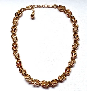 Signierte Trifari goldfarbene Schleife Halskette/Halsband - Bild 1 von 6