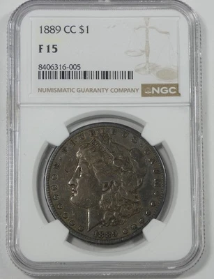 1889-CC Morgan Dollar CERTIFIED NGC F 15 Carson City Silver Dollar - Image 1 of 4