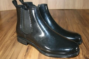 Henry Ferrera Clarity-52 Black Ankle Pull On Wellington Rain Boots womens 7-8 - Picture 1 of 7