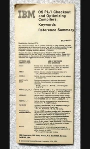 VERY RARE! IBM OS PL/1 Keywords Reference Summary Guide Pamphlet Mainframe 1970s - Picture 1 of 1