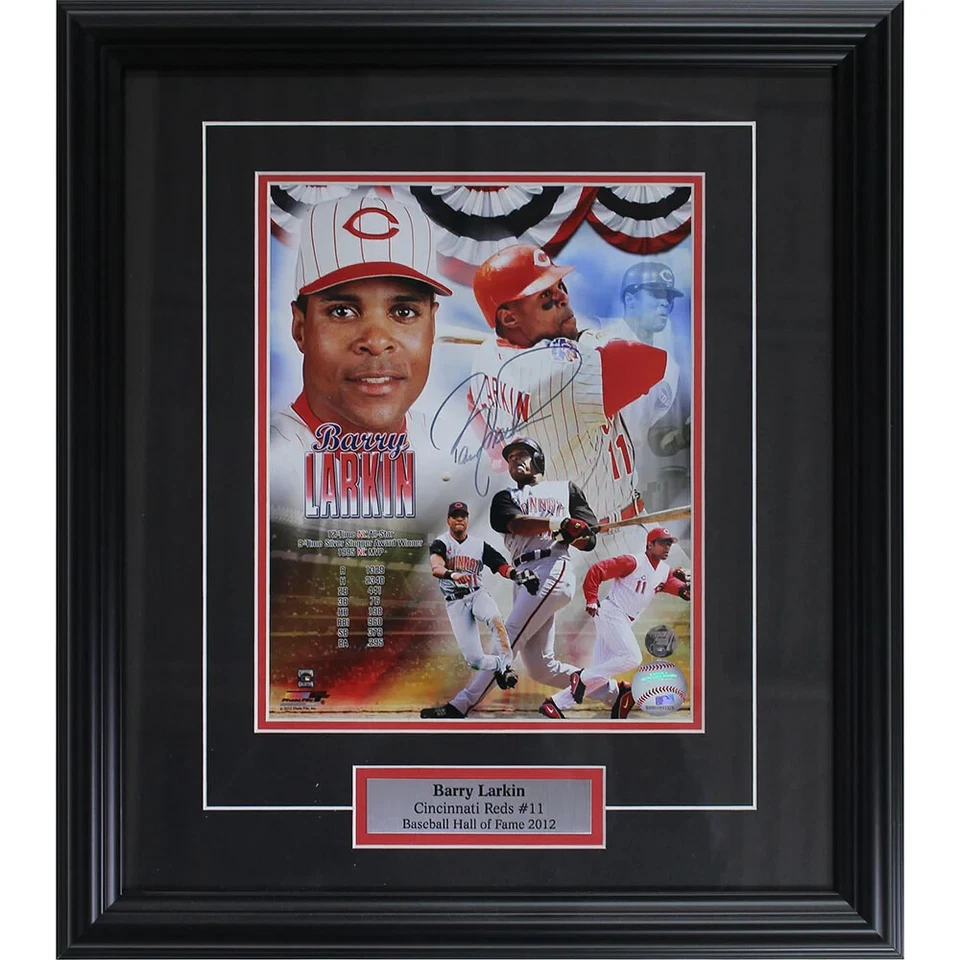Barry Larkin Framed Autographed Cincinnati Reds 8X10 Photo - Imagem 1 de 1