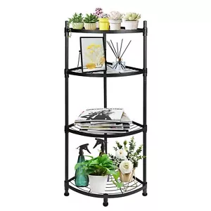 4-Tier Corner Shelving Unit 13" D x 19" W x 43" H Metal Storage for Living Room - Picture 1 of 9