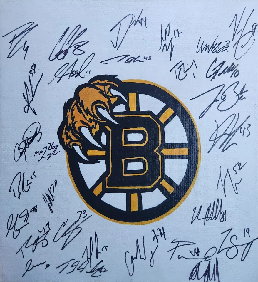 Холст с автографом Boston Bruins ручная работа - Изображение 1 из 1