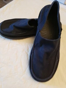 Crocs 201235 Santa Cruz Black Canvas Slip-On Loafers Shoes Men's Size 7 - Picture 1 of 12