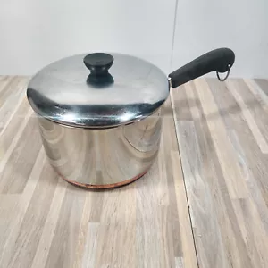 Revere Ware 3 Qt Saucepan Copper Clad Stainless Saute Frying Pot Casserole & Lid - Picture 1 of 4