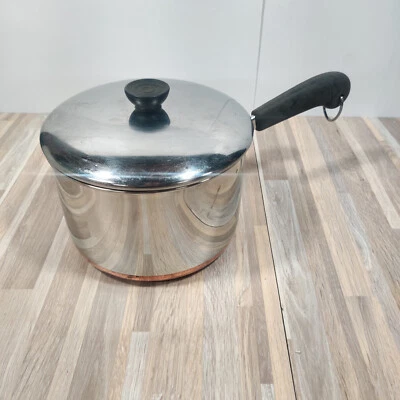 Revere Ware 3 Qt Saucepan Copper Clad Stainless Saute Frying Pot Casserole & Lid - Image 1 of 4
